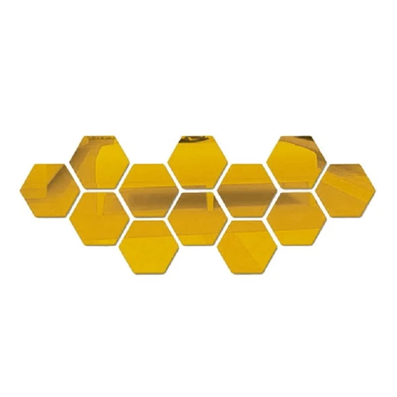 6/12pcs Hexagon 3D Mirror Wall Sticker  Home Decor